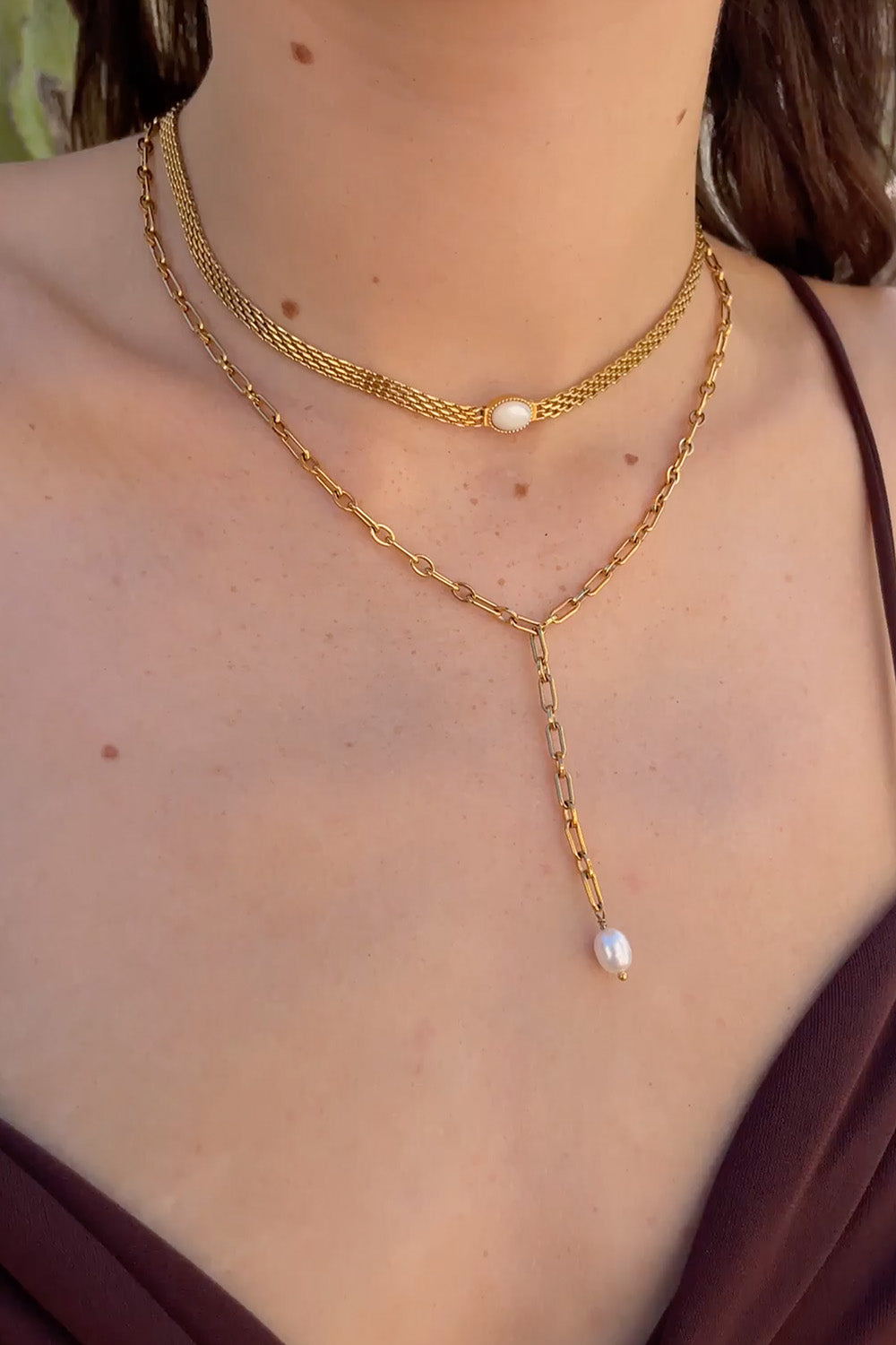 Amalfi Pearl Necklace 14K Gold Plated